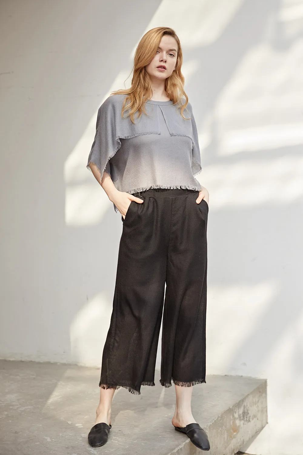 Super fine cashmere jersey top / Super fine cashmere loose-fit trousers