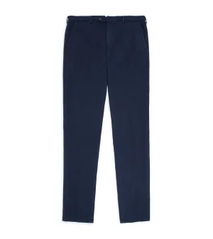 Trunk Palmer Flat Front Cotton Twill Trousers: Light Navy