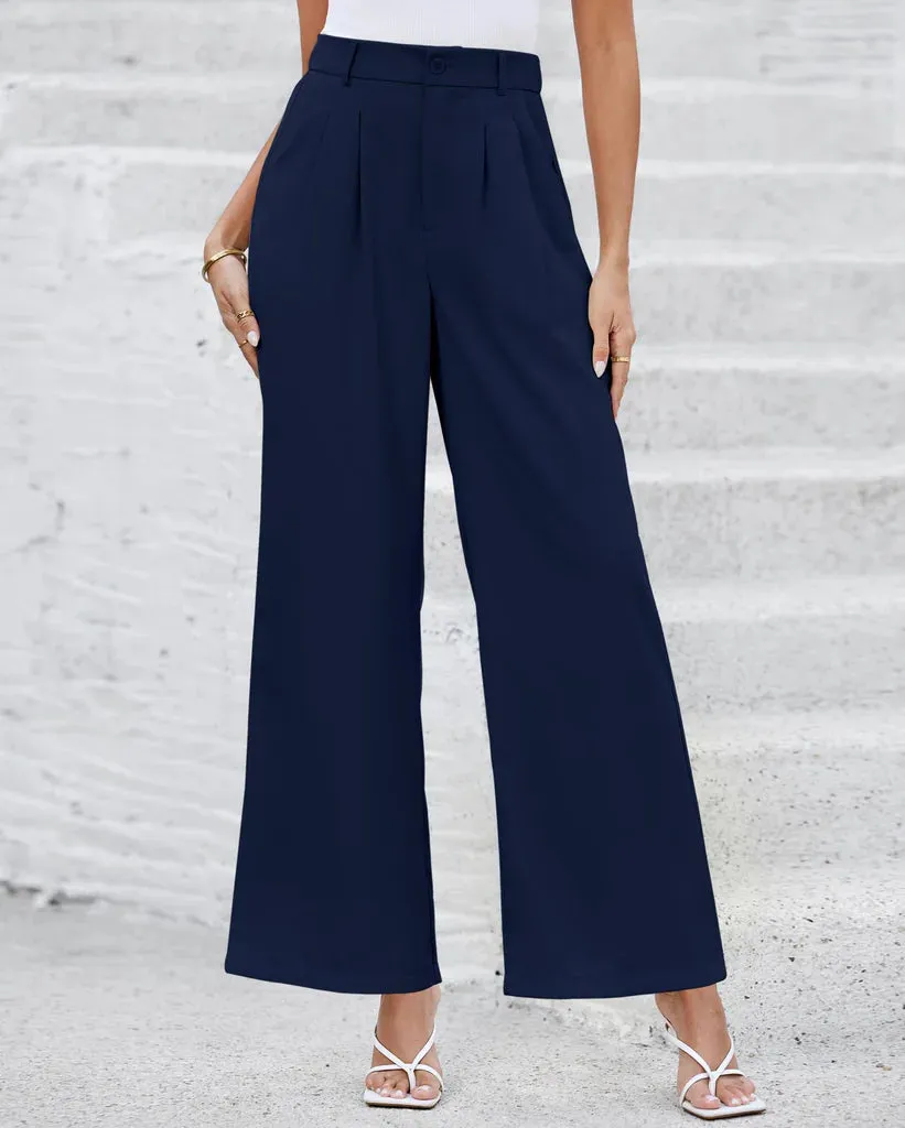 Women Cropped Trousers, Ladies Navy Blue Pants, 12-14 UK Size, M