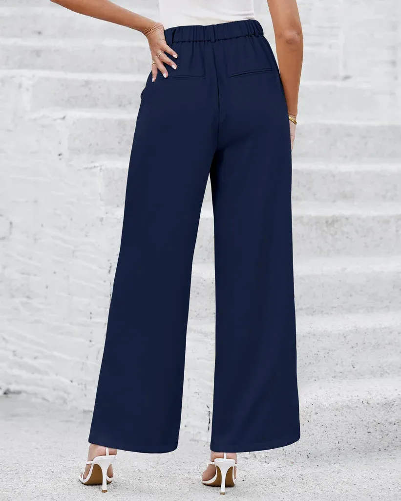 Women Cropped Trousers, Ladies Navy Blue Pants, 12-14 UK Size, M