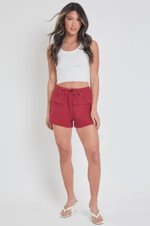 Women's Drawstring Textured Shorts With Pockets-Sale