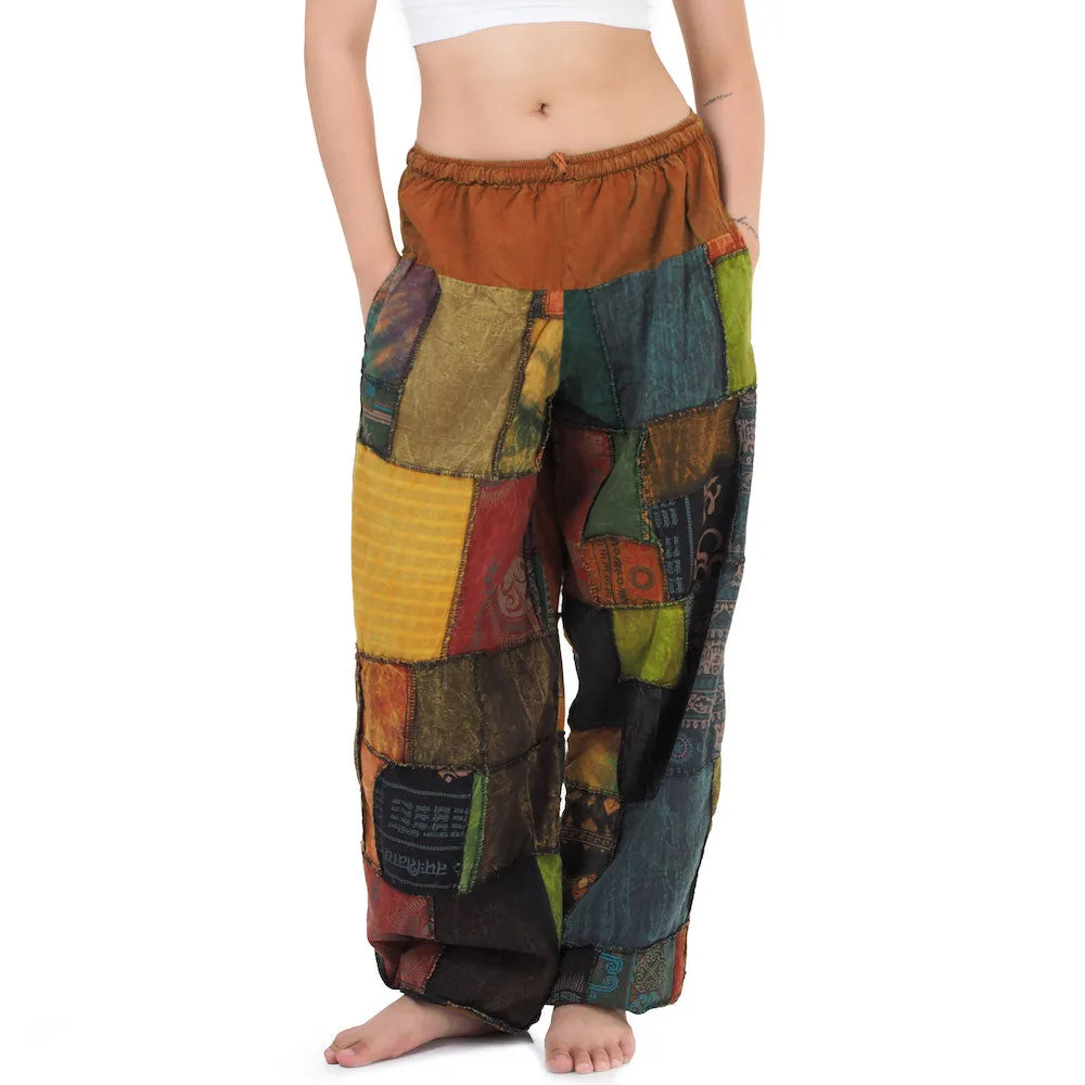 Women’s Earthy Patchwork Harem Pants Om Harmony