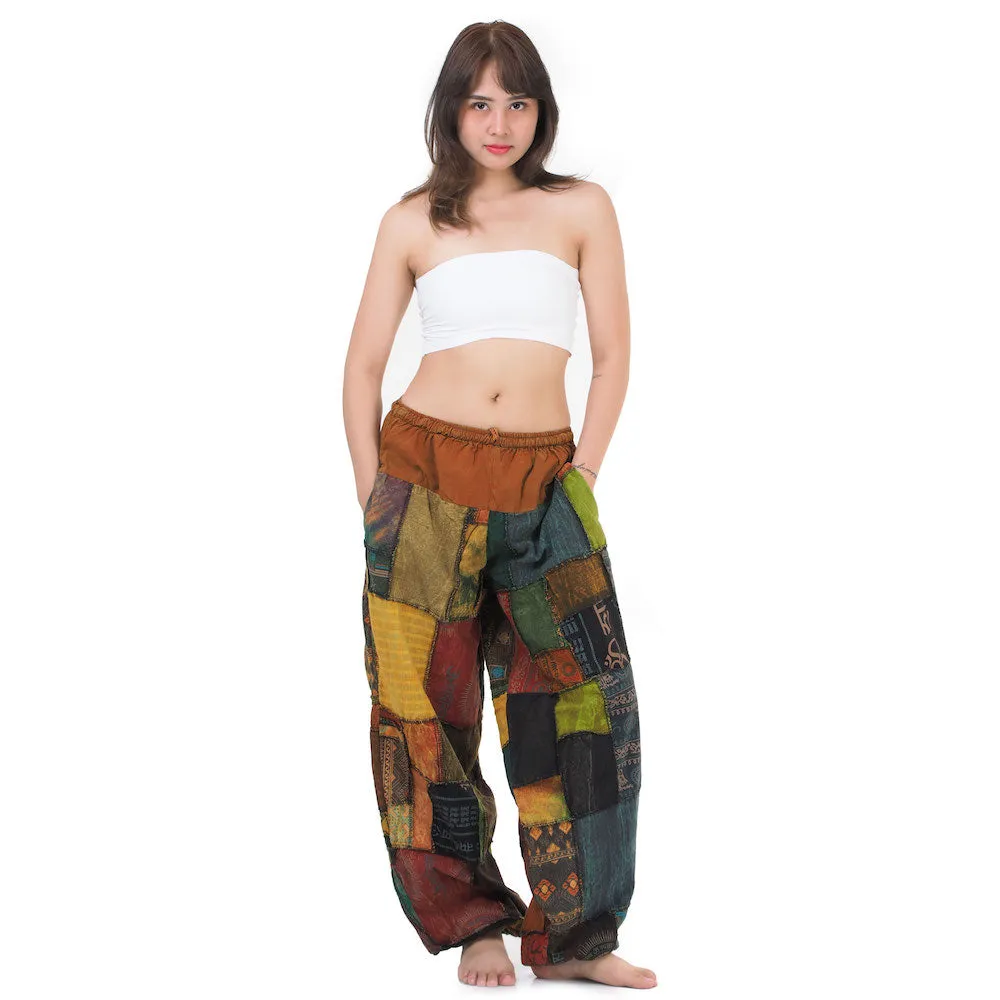 Women’s Earthy Patchwork Harem Pants Om Harmony