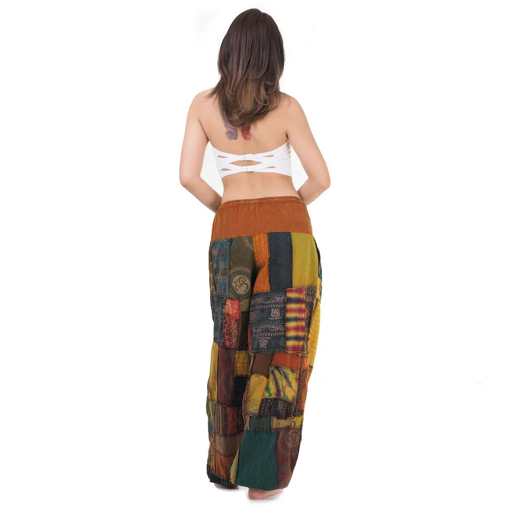 Women’s Earthy Patchwork Harem Pants Om Harmony