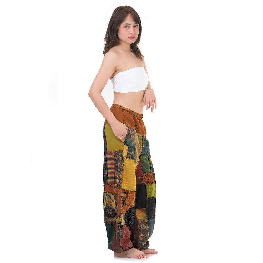 Women’s Earthy Patchwork Harem Pants Om Harmony