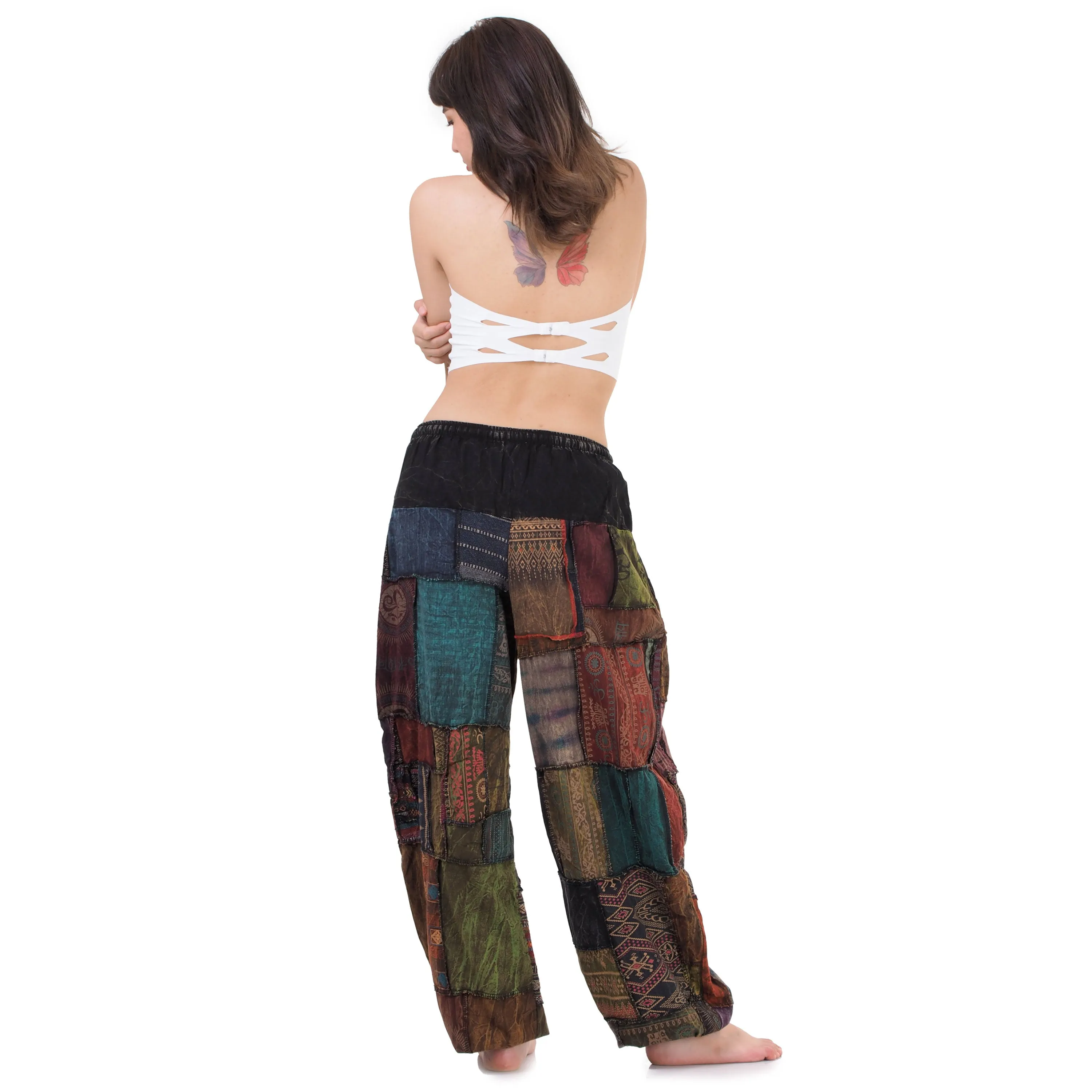 Women’s Earthy Patchwork Harem Pants Om Harmony