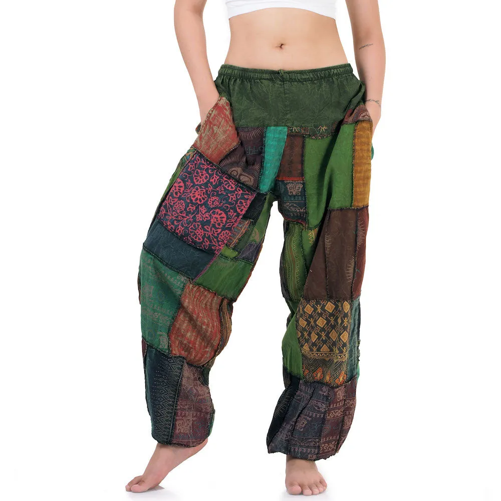 Women’s Earthy Patchwork Harem Pants Om Harmony