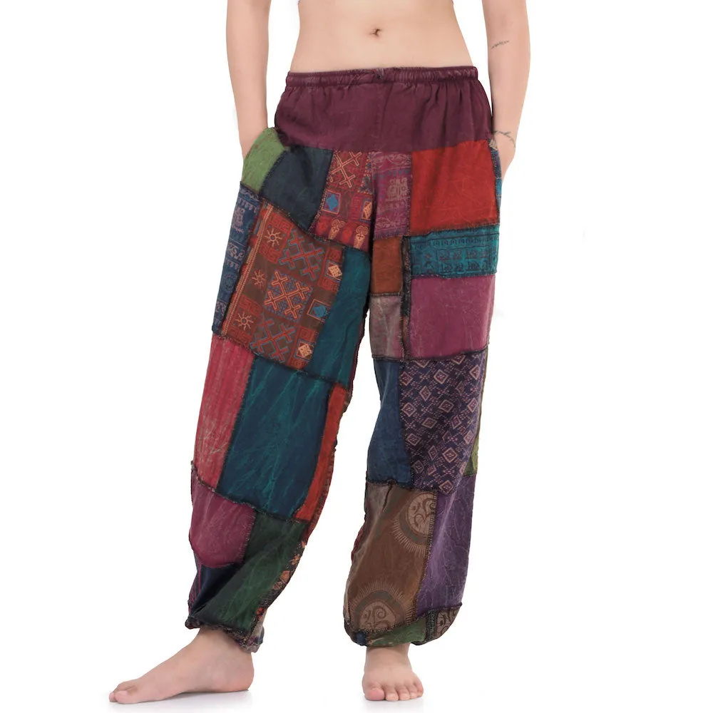 Women’s Earthy Patchwork Harem Pants Om Harmony